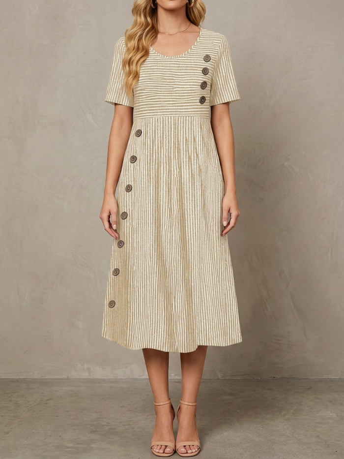 Françoise · Striped midi dress, loose fit and gathered