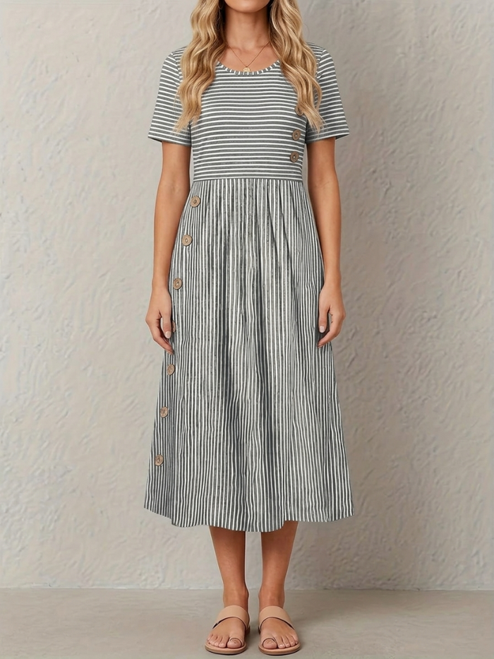 Françoise · Striped midi dress, loose fit and gathered