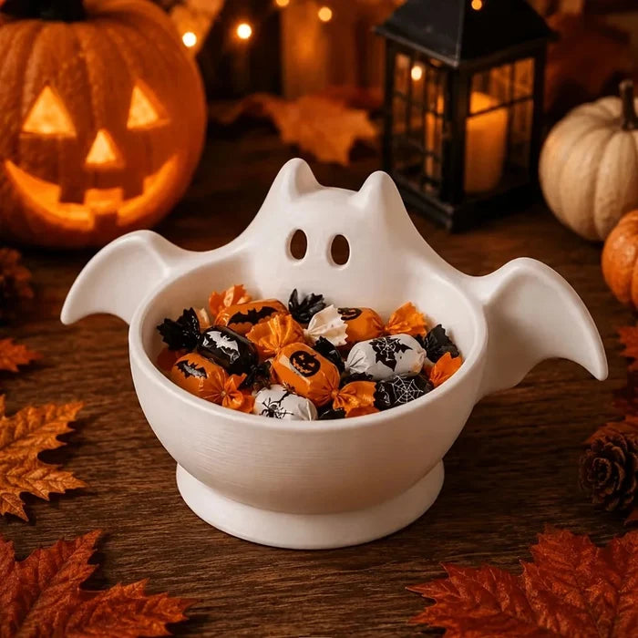 Ghost Bat Ceramic Candy Bowl