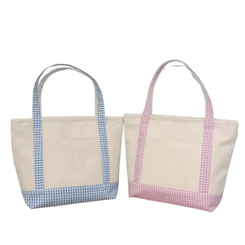 gingham studio tote