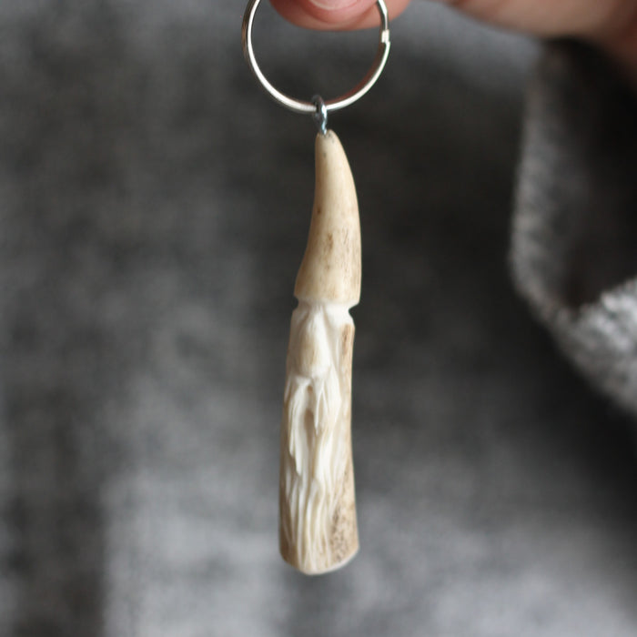 Hand carved Antler Keychain | Morel Mushroom or Gnome