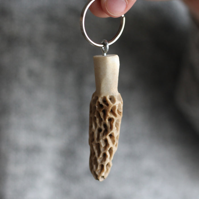 Hand carved Antler Keychain | Morel Mushroom or Gnome