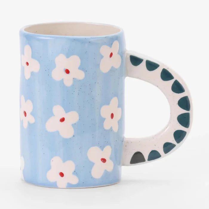 Hand-Painted Blue Floral Mug