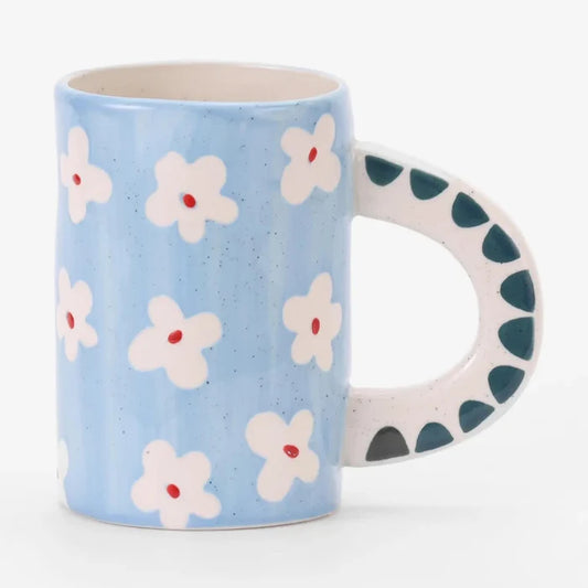 Hand-Painted Blue Floral Mug