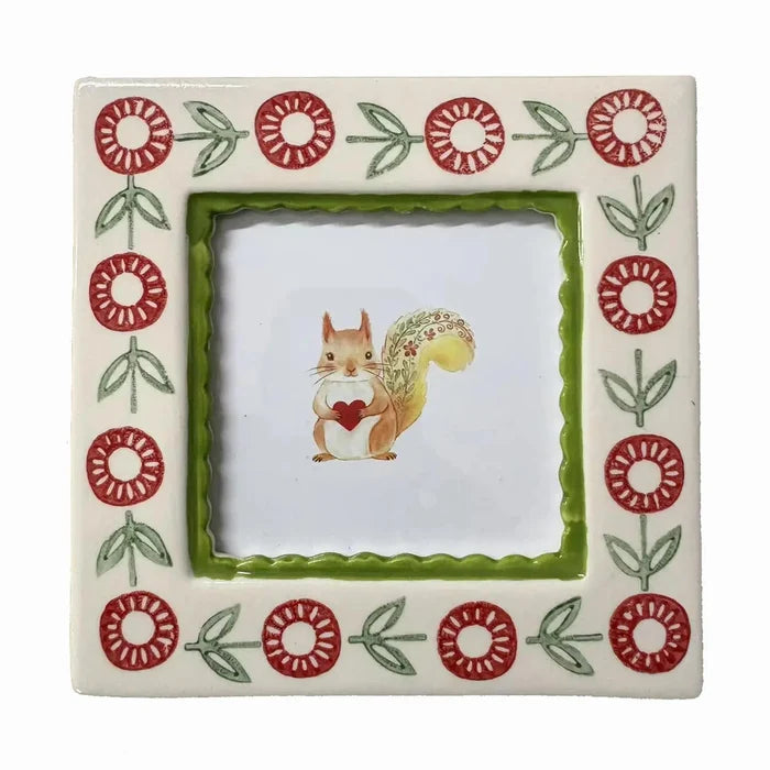 Hand-Painted Ceramic Photo Frame, Green Flower