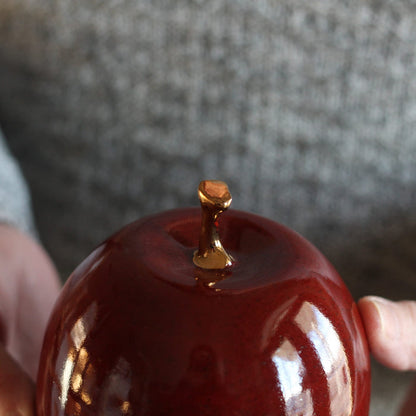 Handmade Ceramic Apple | 22k Gold image 2
