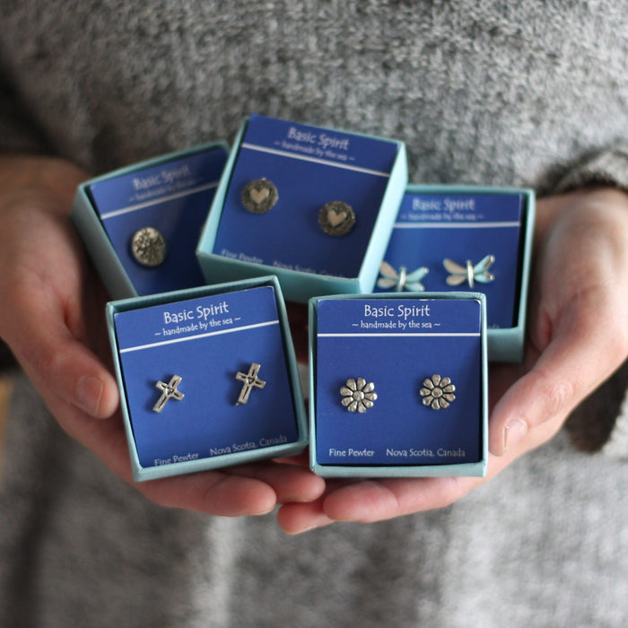 Handmade Fine Pewter Stud Earrings | 7 Styles image 0