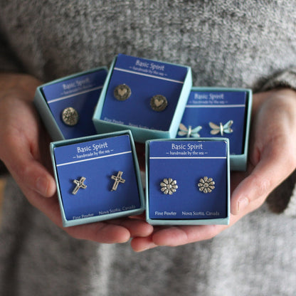Handmade Fine Pewter Stud Earrings | 7 Styles image 0
