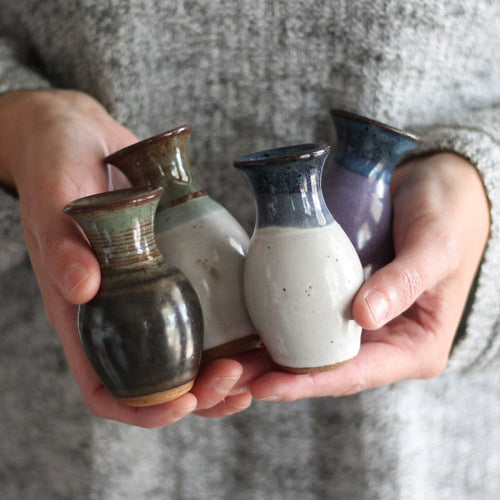 Handmade Mini Ceramic Vase | 4 Color Options image 0