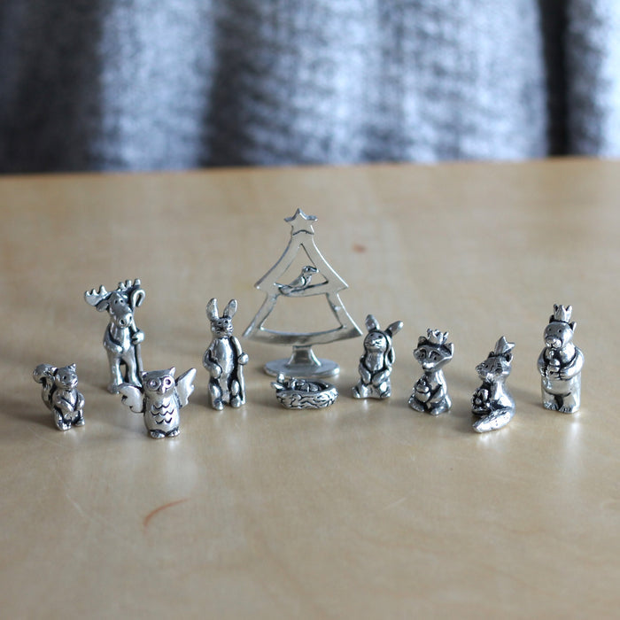 Handmade Mini Pewter Woodland Animal Nativity Set image 2