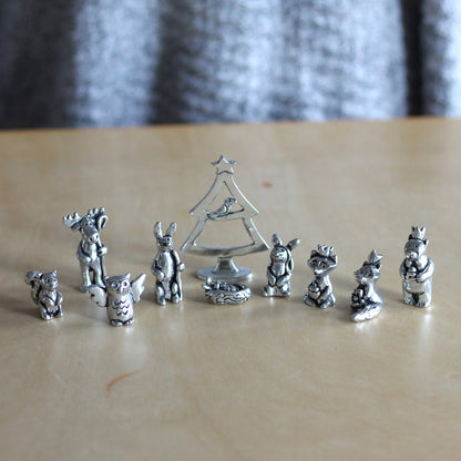 Handmade Mini Pewter Woodland Animal Nativity Set image 2