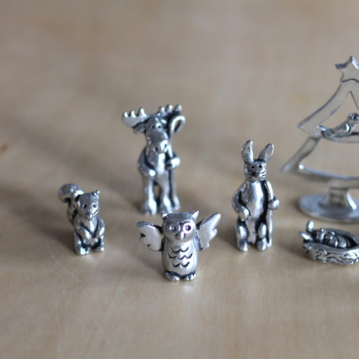 Handmade Mini Pewter Woodland Animal Nativity Set image 4