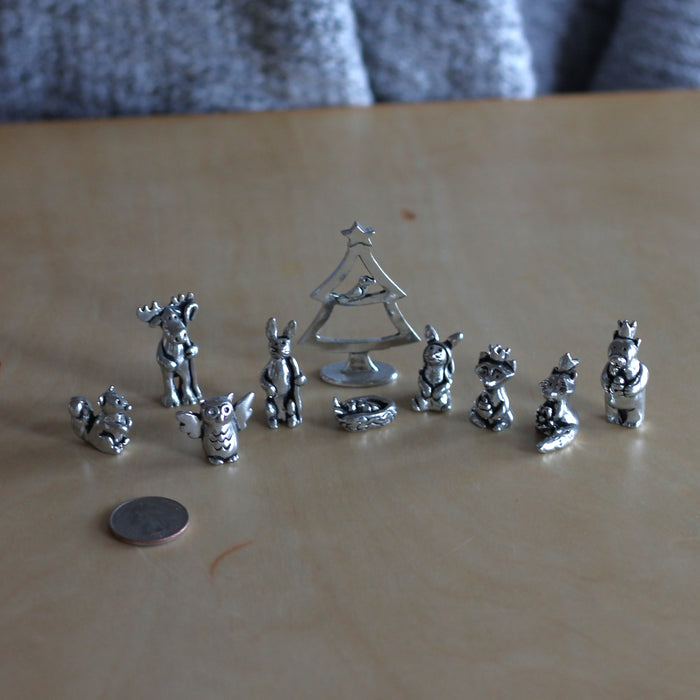 Handmade Mini Pewter Woodland Animal Nativity Set image 5
