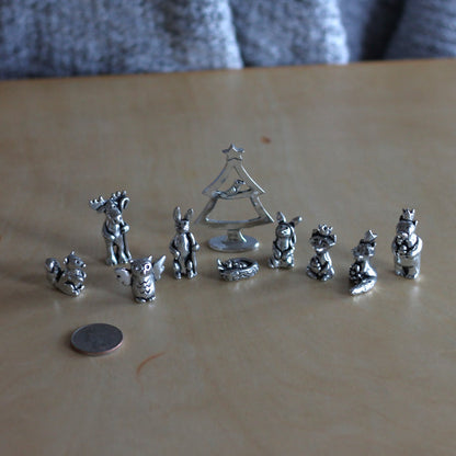 Handmade Mini Pewter Woodland Animal Nativity Set image 5