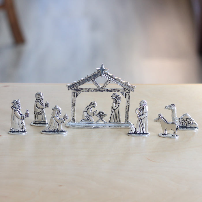 Handmade Pewter 7-Piece Nativity Scene | Gift Box Included image 2