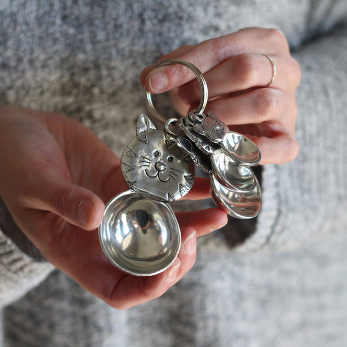 Handmade Pewter Measuring Spoons | Cats image 1