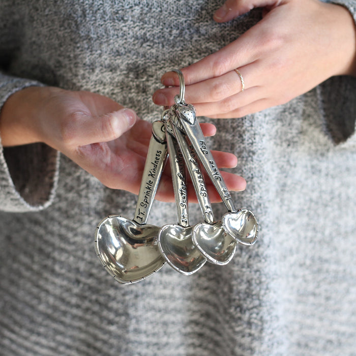 Handmade Pewter Measuring Spoons | Hearts image 0