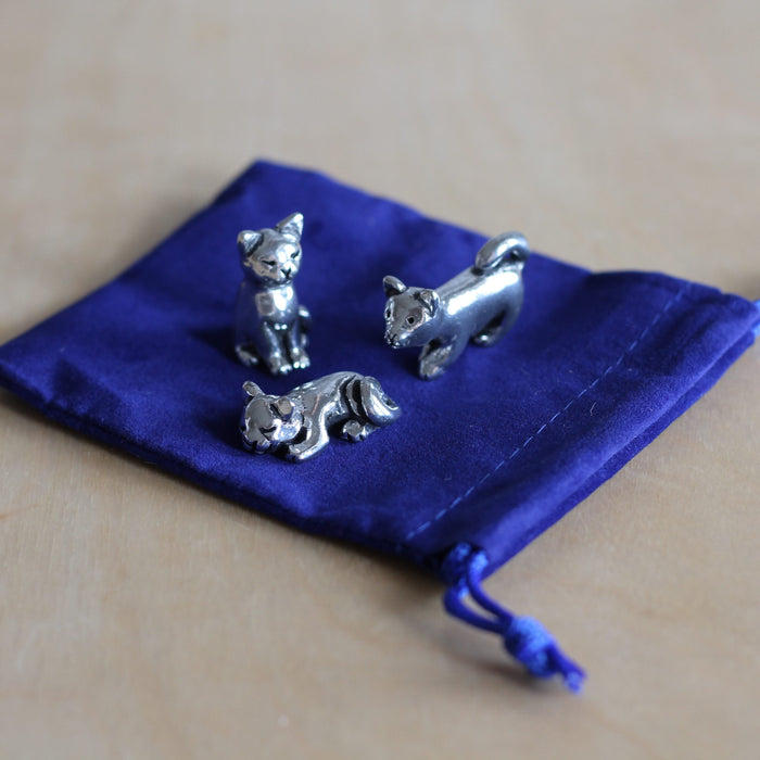 Handmade Pewter Mini Figurines | 3 pc. Cat Set image 2