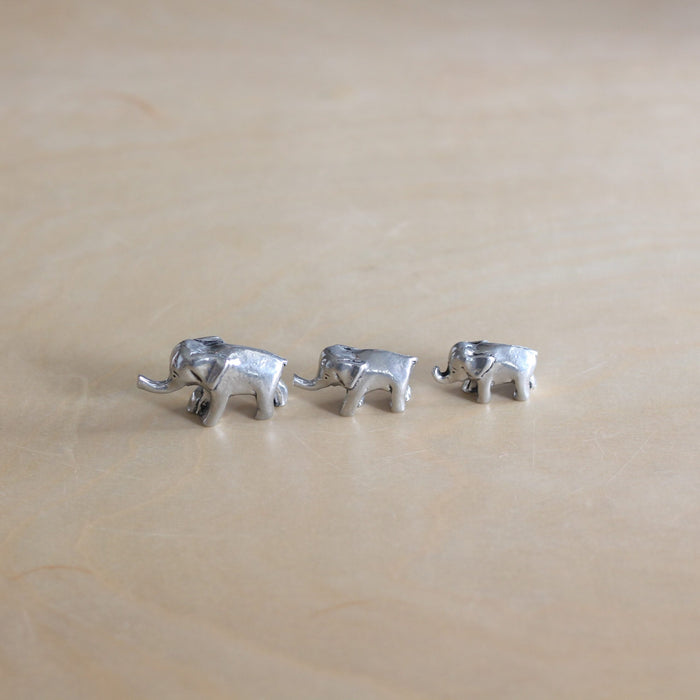 Handmade Pewter Mini Figurines | 3 pc. Elephant Set image 1