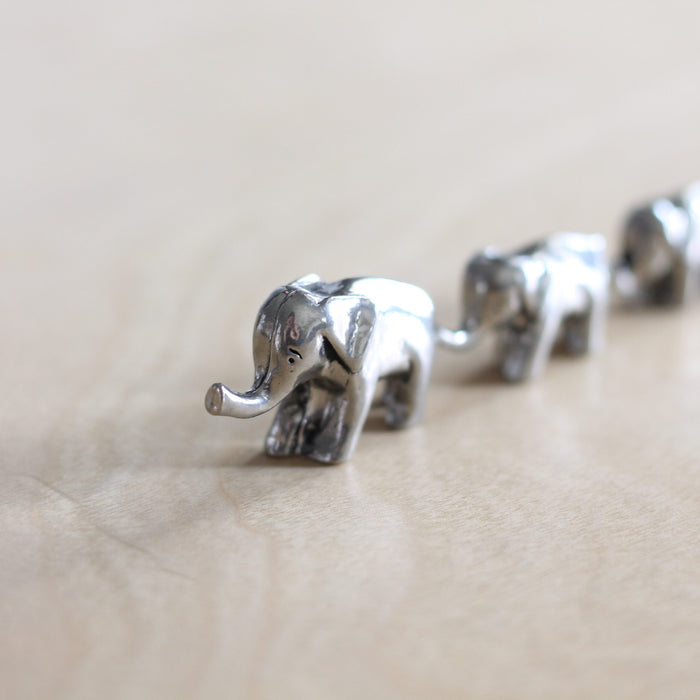 Handmade Pewter Mini Figurines | 3 pc. Elephant Set image 3