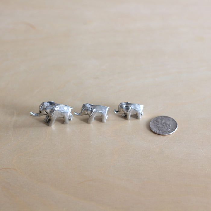 Handmade Pewter Mini Figurines | 3 pc. Elephant Set image 4