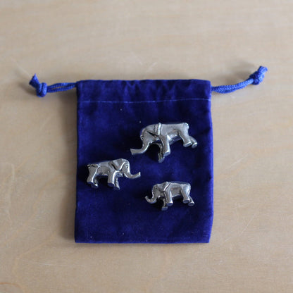 Handmade Pewter Mini Figurines | 3 pc. Elephant Set image 5