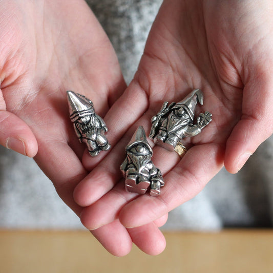 Handmade Pewter Mini Figurines | 3 pc. Gnome Set image 0