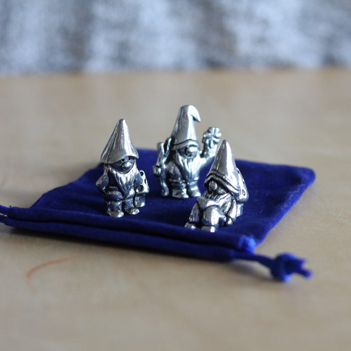 Handmade Pewter Mini Figurines | 3 pc. Gnome Set image 2
