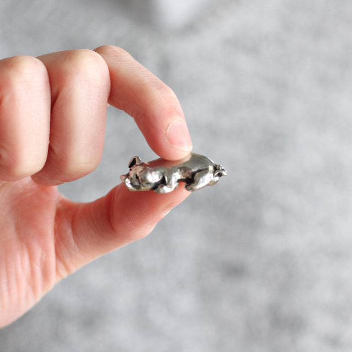 Handmade Pewter Mini Figurines | 3 pc. Pig Set image 6