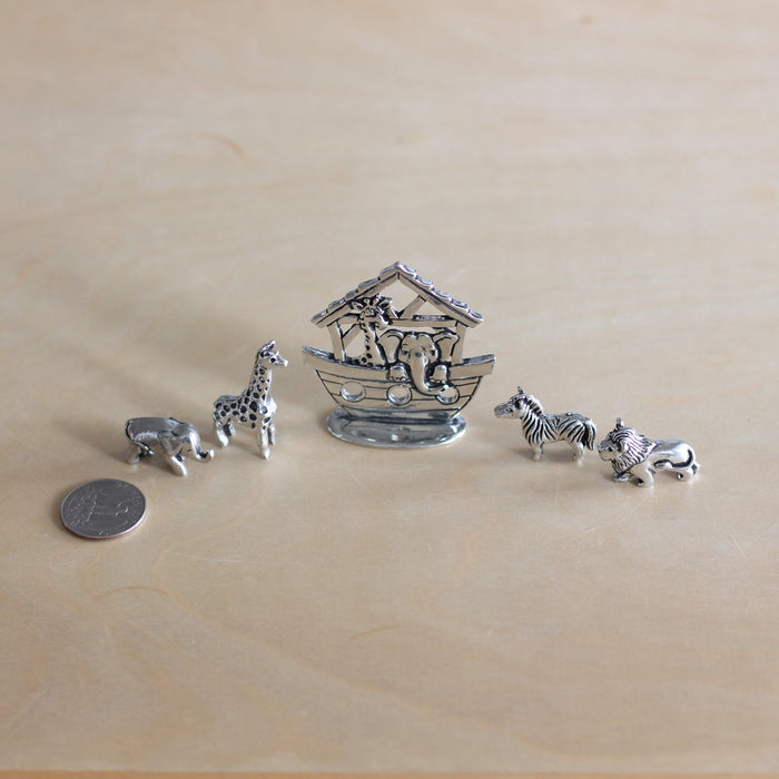 Handmade Pewter Mini Figurines | 5 pc. Noah's Ark Set image 1