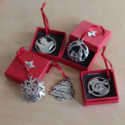 Handmade Pewter Round Ornaments | 10 Styles image 0