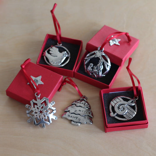 Handmade Pewter Round Ornaments | 10 Styles image 0