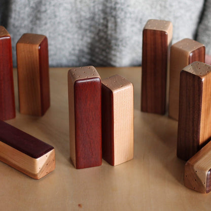 Handmade Two-Tone Wooden Salt + Pepper Shakers image 0
