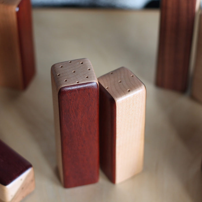 Handmade Two-Tone Wooden Salt + Pepper Shakers image 2