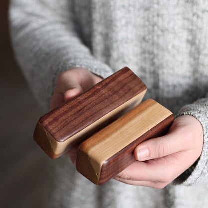 Handmade Two-Tone Wooden Salt + Pepper Shakers image 6