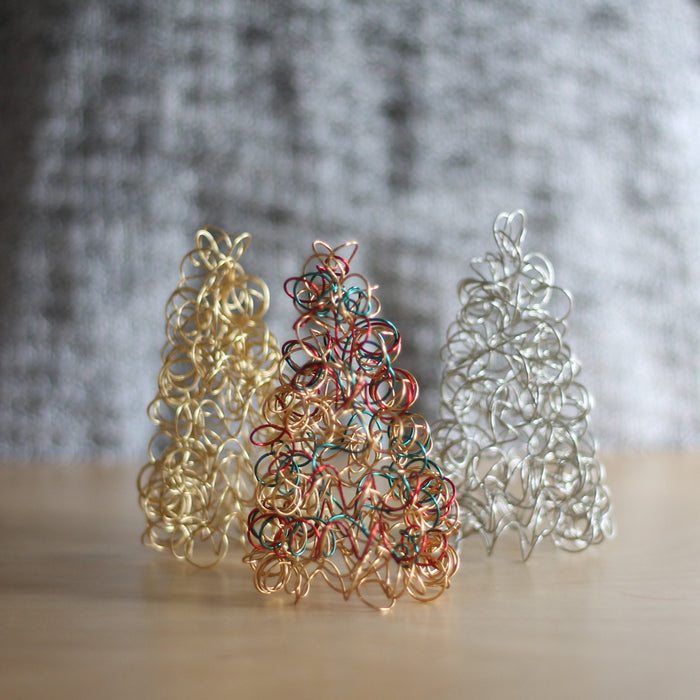 Handmade Wire Mini Christmas Trees | 3 Colors image 0