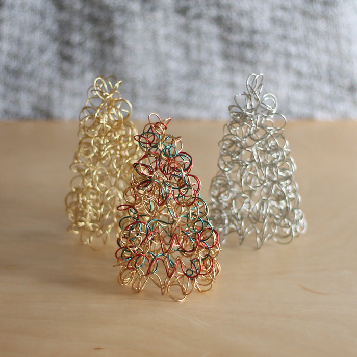Handmade Wire Mini Christmas Trees | 3 Colors image 6