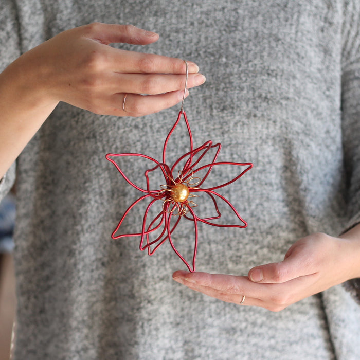 Handmade Wire Poinsettia Ornament image 0