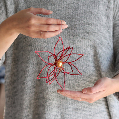 Handmade Wire Poinsettia Ornament image 0