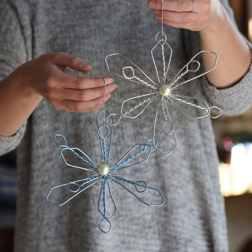 Handmade Wire Snowflake Ornaments image 0