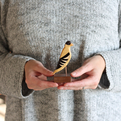 Handmade Wooden Birds Figure | Cardinal & Goldfinch