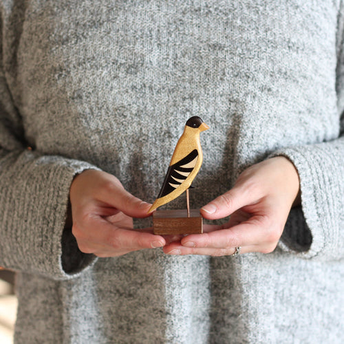 Handmade Wooden Birds Figure | Cardinal & Goldfinch