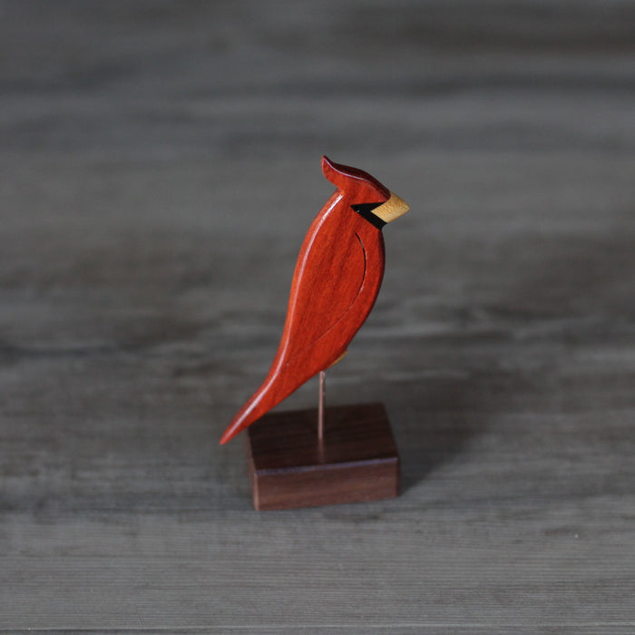 Handmade Wooden Birds Figure | Cardinal & Goldfinch