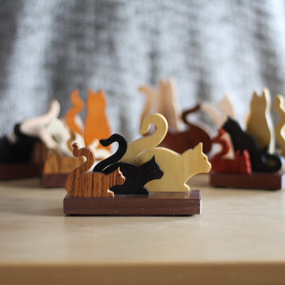 Handmade Wooden Cats Figurine image 1
