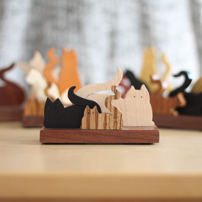 Handmade Wooden Cats Figurine image 3