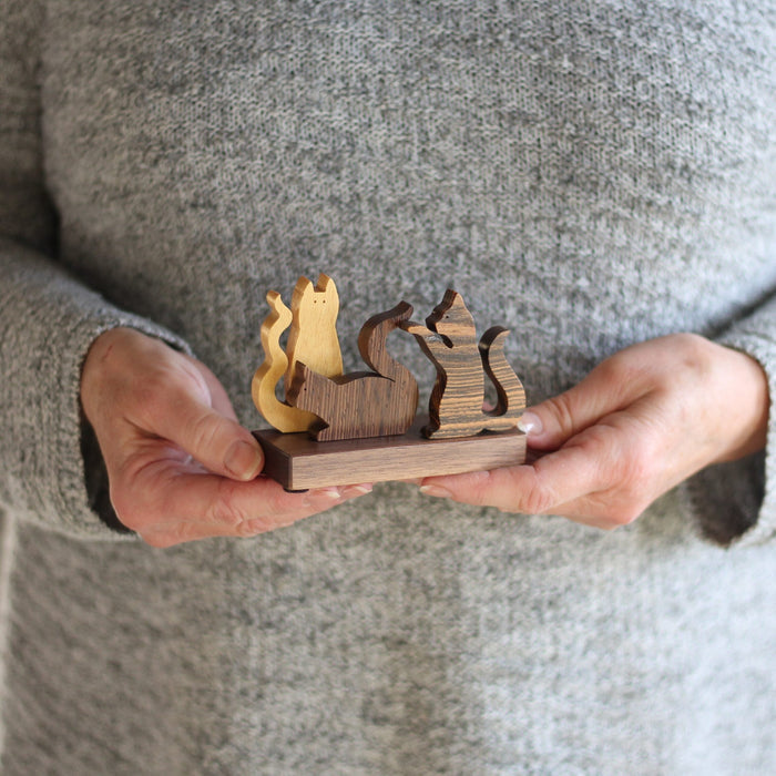 Handmade Wooden Cats Figurine image 4