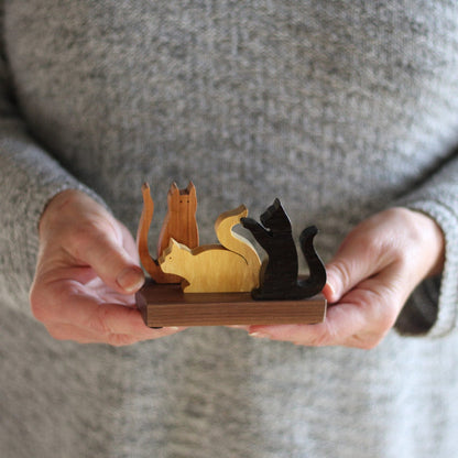 Handmade Wooden Cats Figurine image 6