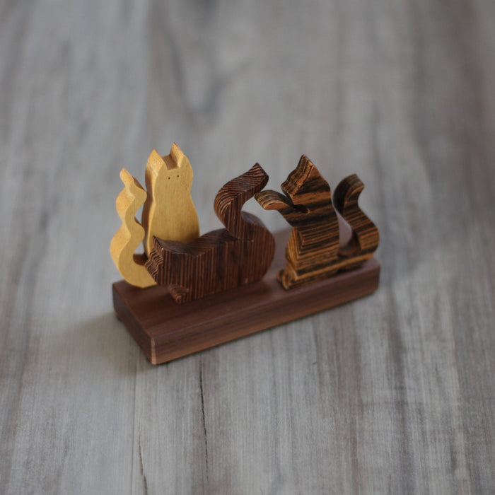 Handmade Wooden Cats Figurine image 8