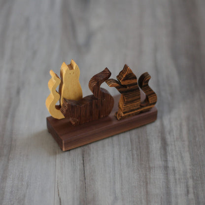 Handmade Wooden Cats Figurine image 8
