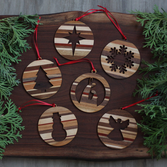 Handmade Wooden Christmas Ornaments | Snowflake, Angel, Christmas Tree, Star, Snowman, Nativity image 0